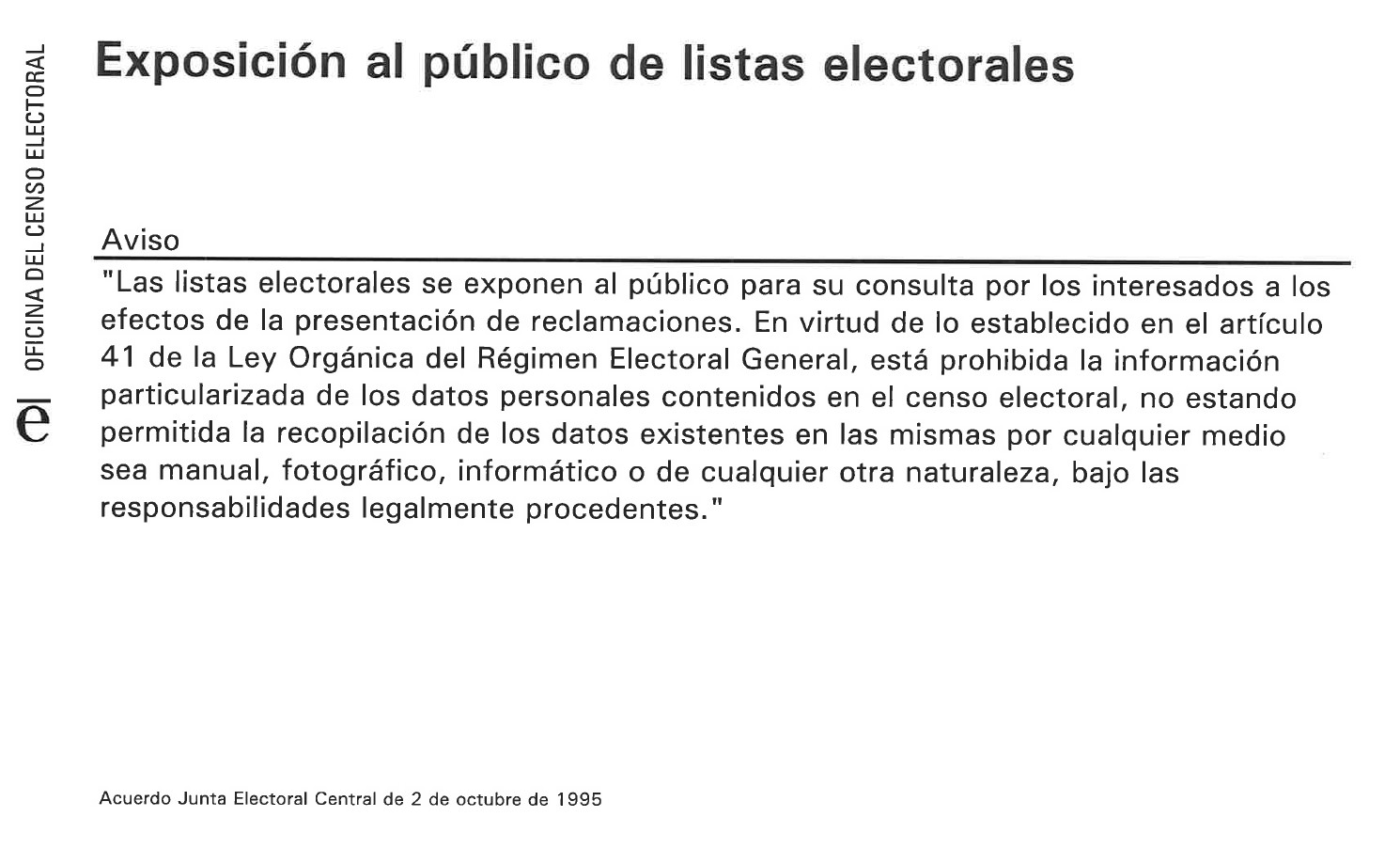 (Español) Exposición al público de listas electorales